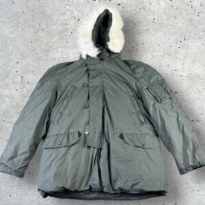 N-3B US Air Force Flying Parka Snorkel Jacket Sz Large Vtg 80s Military USA USAF